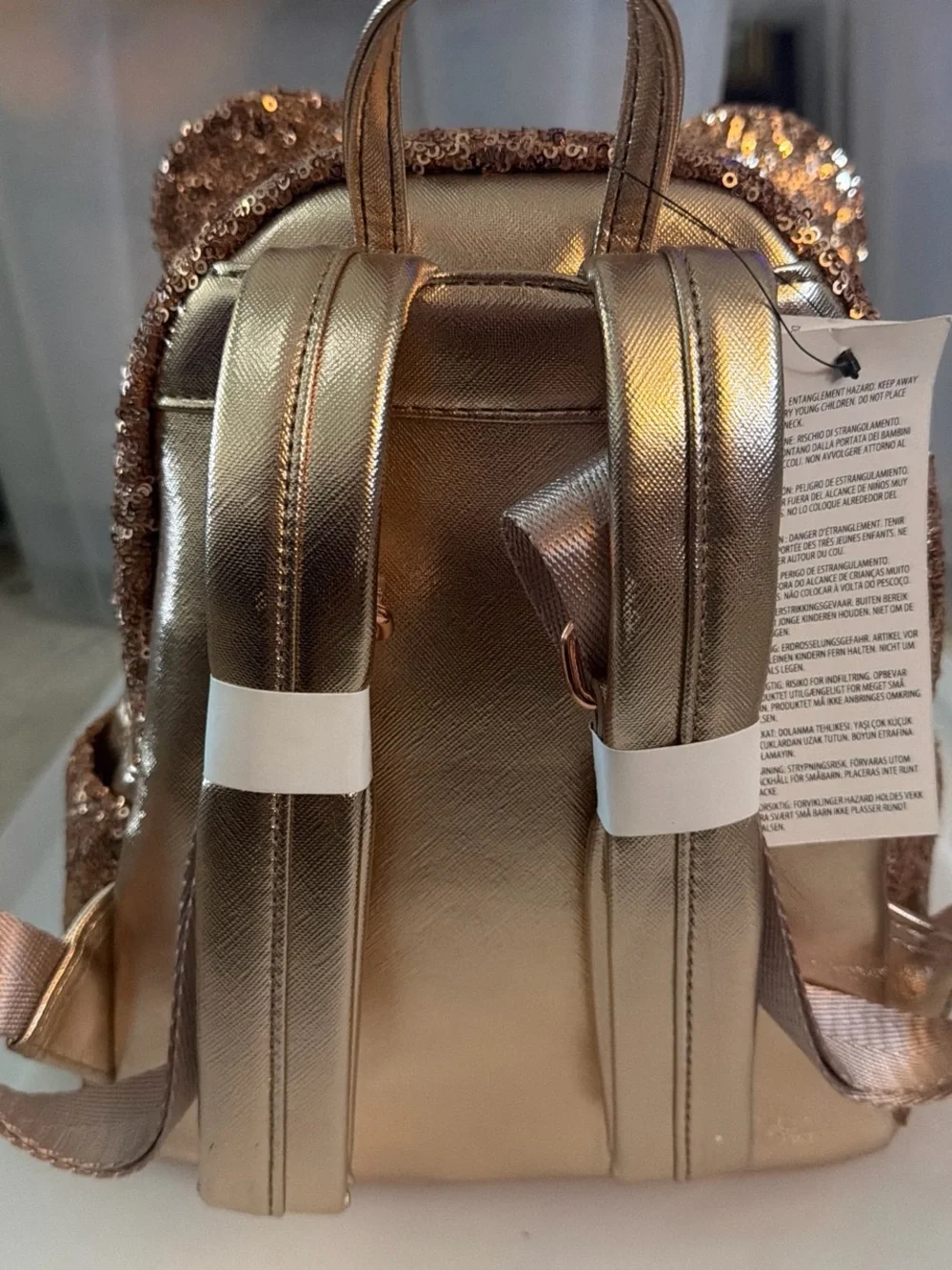 Loungefly Rose Gold Sequin Mickey Ear Mini Backpack